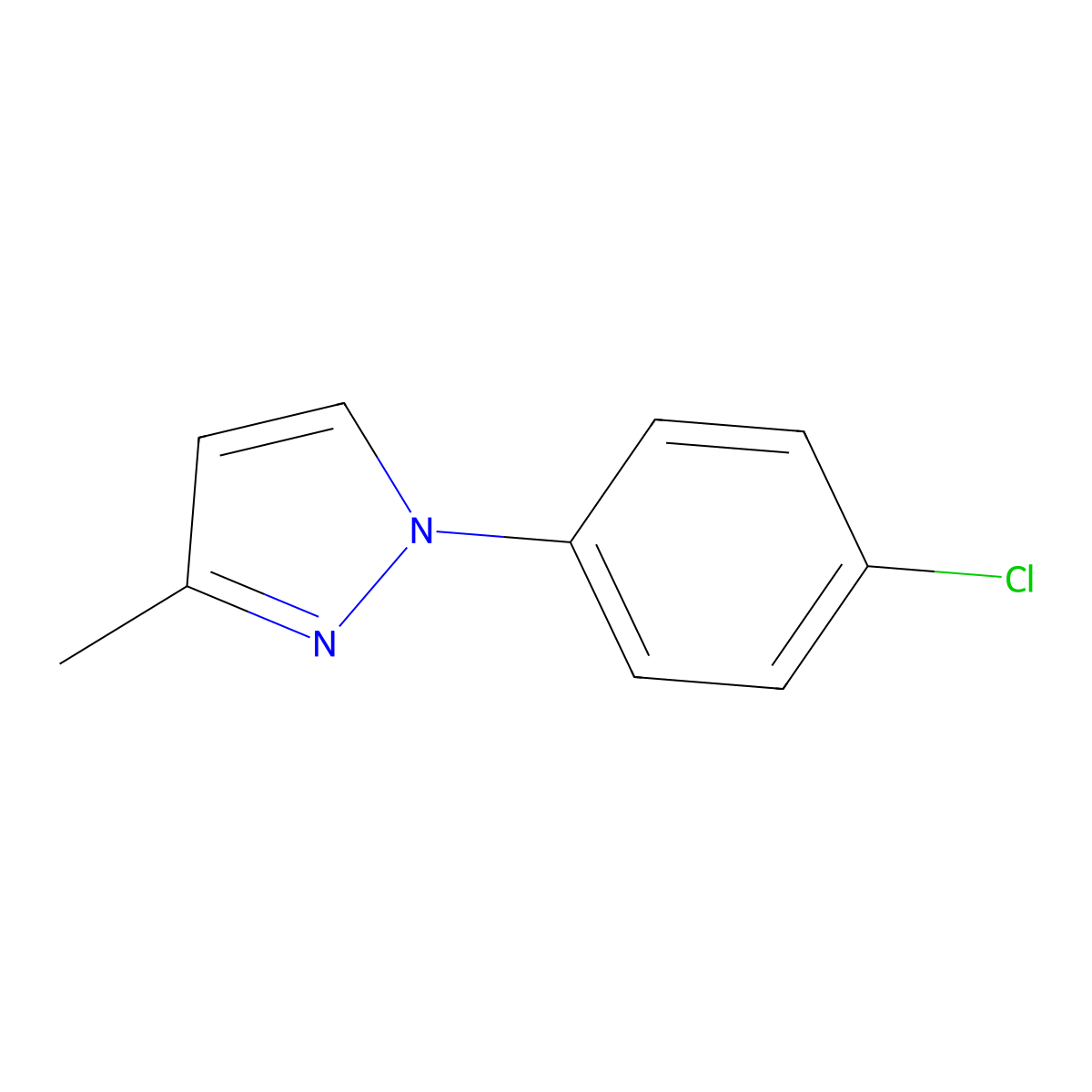 1-(4-Chlorophenyl)-3-methyl-1H-pyrazole molecular structure, CAS 27301-77-5