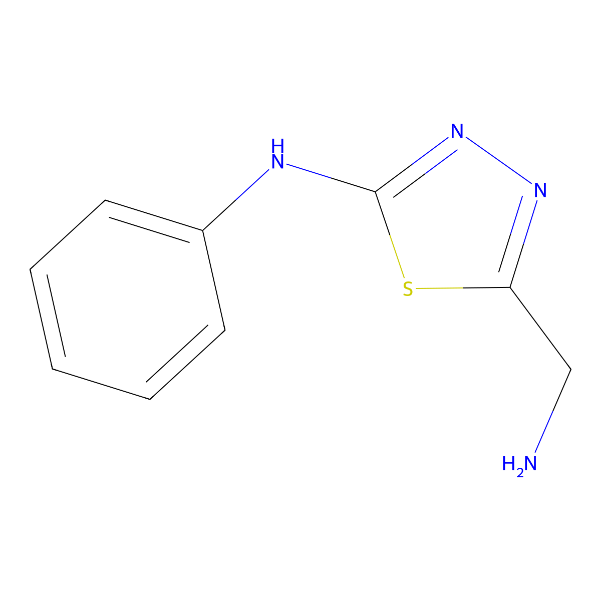 (5-Aminomethyl-[1,3,4]thiadiazol-2-yl)phenylamine molecular structure, CAS 27304-89-8