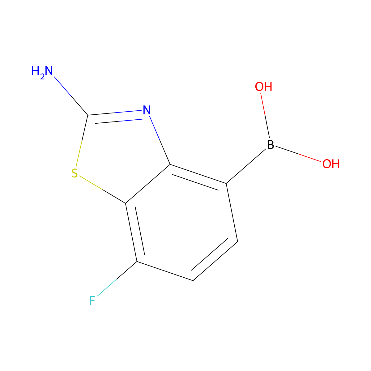 (2-Amino-7-fluoro-1,3-benzothiazol-4-yl)boranediol molecular structure, CAS 2730529-46-9