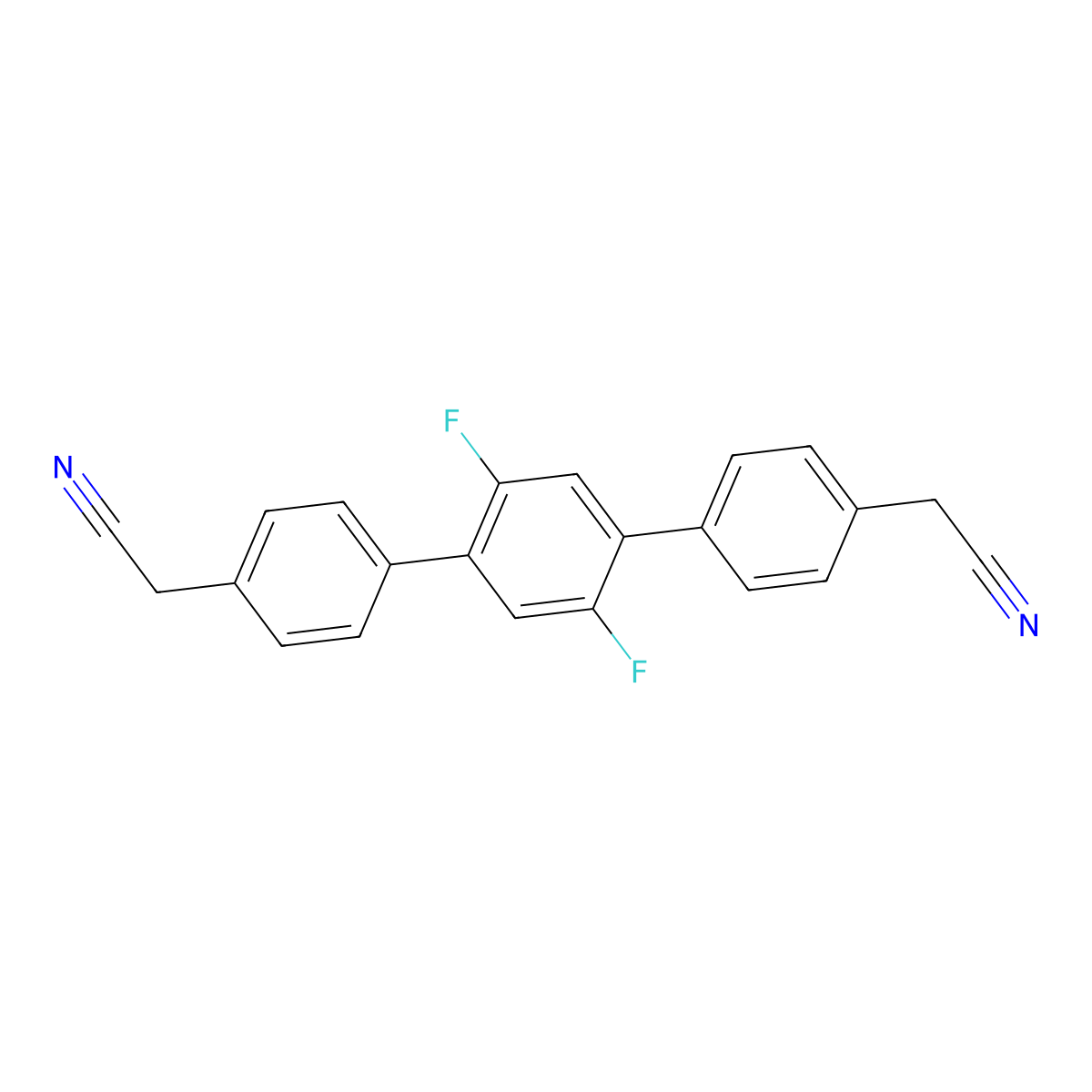 2,2'-(2',5'-Difluoro-[1,1':4',1''-terphenyl]-4,4''-diyl)diacetonitrile molecular structure, CAS 2730892-83-6