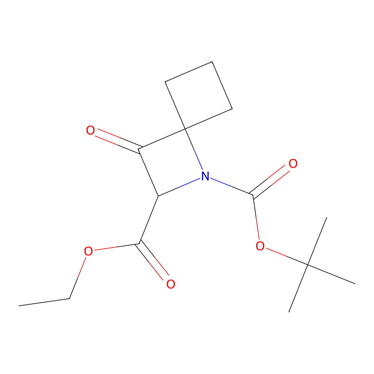 1-Tert-butyl2-ethyl3-oxo-1-azaspiro[3.3]heptane-1,2-dicarboxylate molecular structure, CAS 2731006-34-9