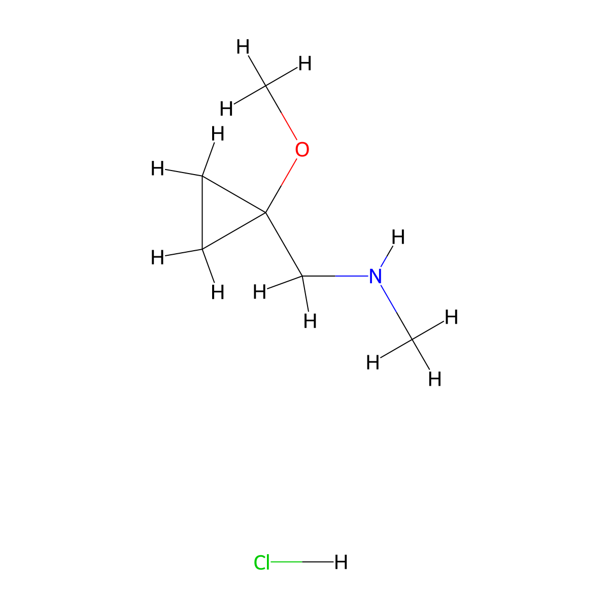 ((1-Methoxycyclopropyl)methyl)(methyl)amine hydrochloride molecular structure, CAS 2731006-37-2