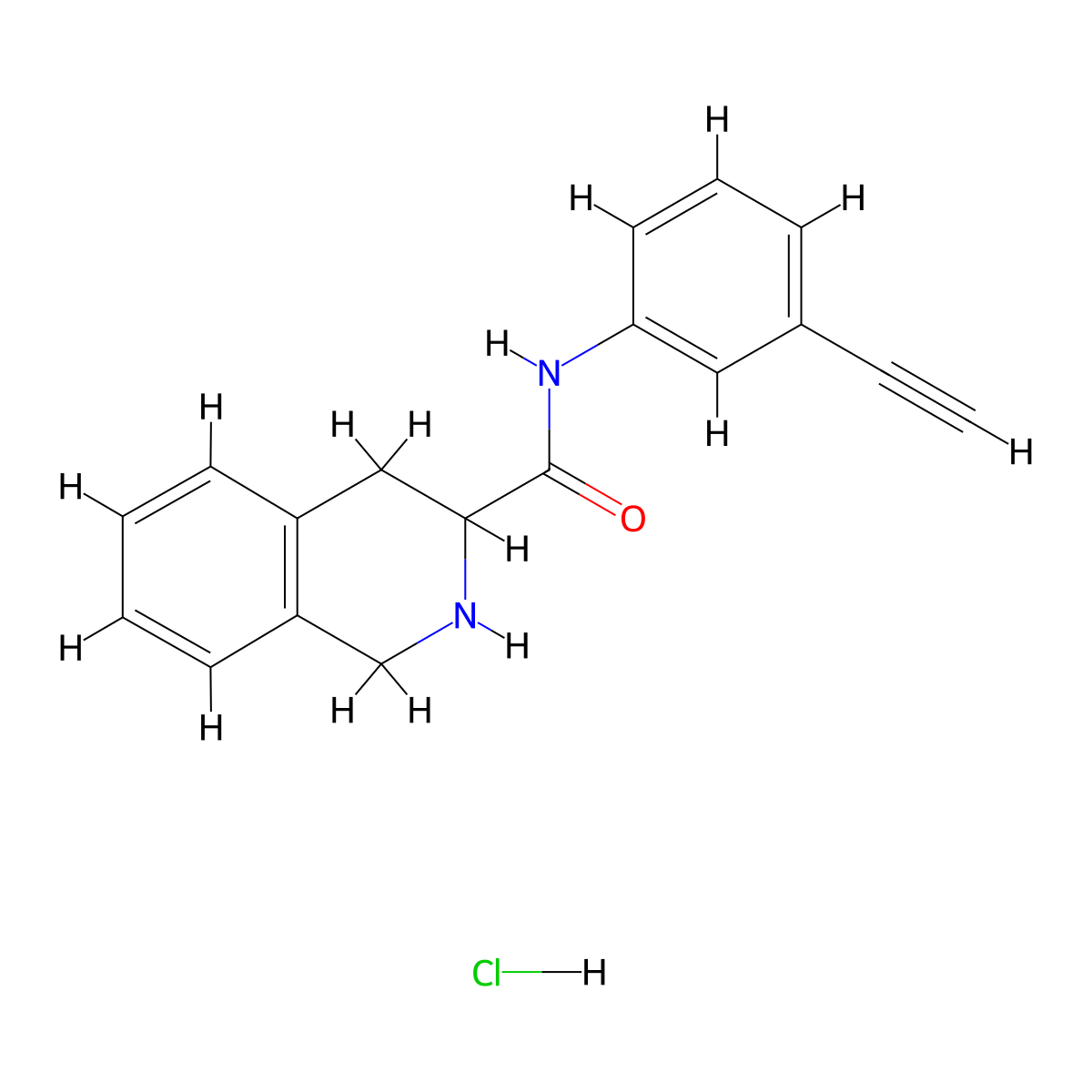 N-(3-ethynylphenyl)-1,2,3,4-tetrahydroisoquinoline-3-carboxamidehydrochloride molecular structure, CAS 2731006-40-7