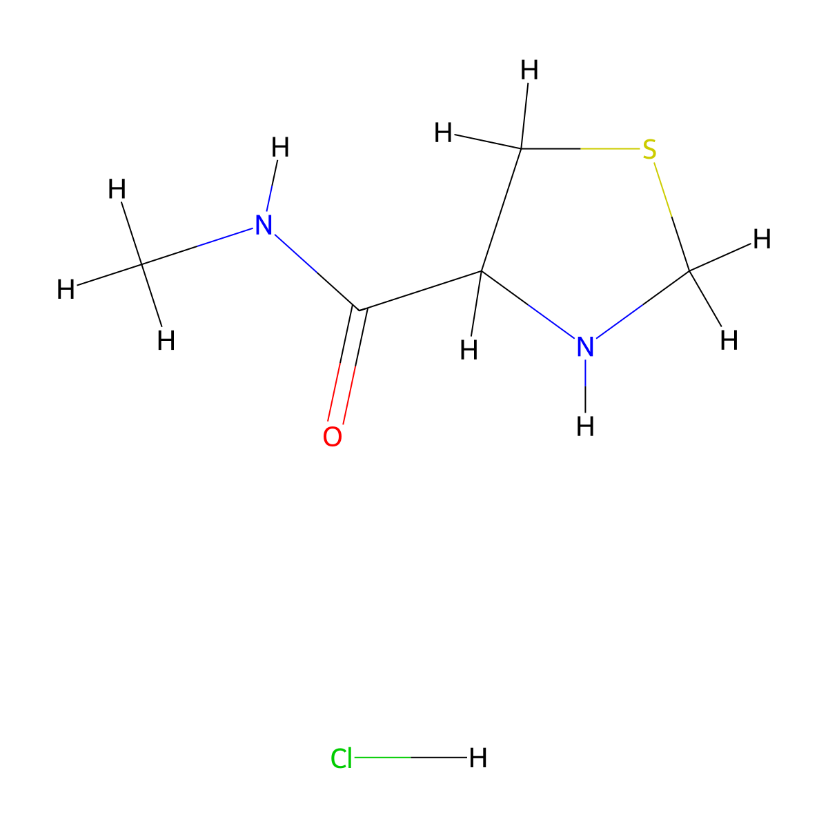 N-methyl-1,3-thiazolidine-4-carboxamide hydrochloride molecular structure, CAS 2731006-43-0