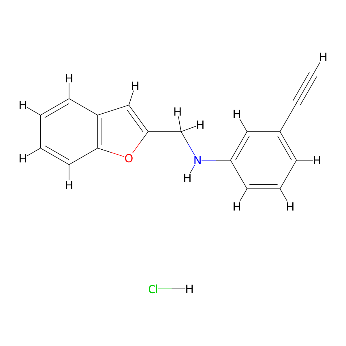 N-[(1-benzofuran-2-yl)methyl]-3-ethynylanilinehydrochloride molecular structure, CAS 2731006-45-2