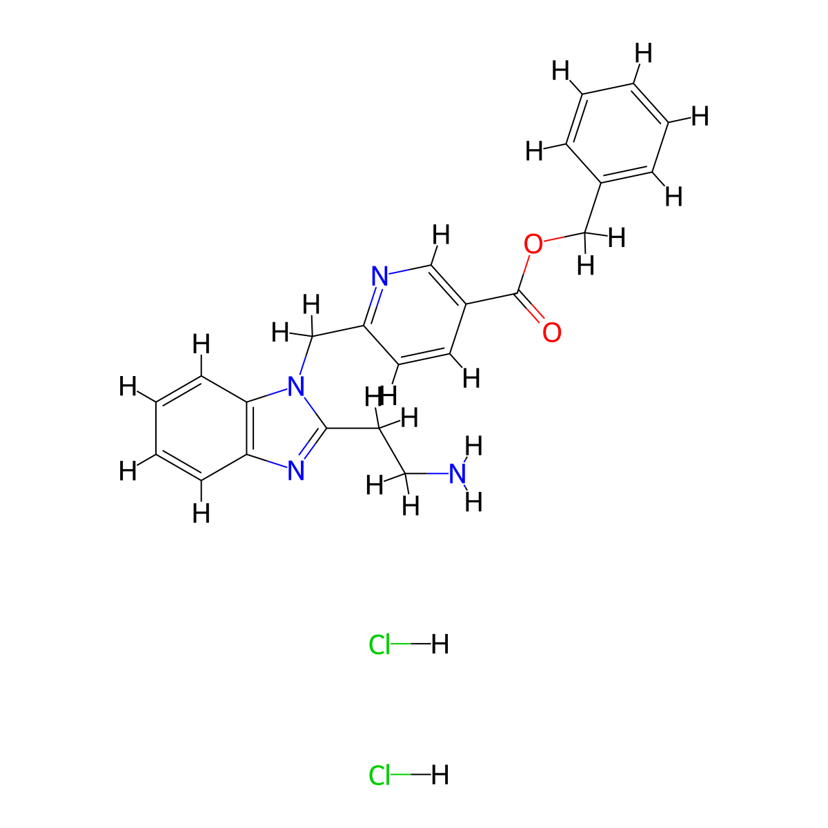 benzyl 6-{[2-(2-aminoethyl)-1H-1,3-benzodiazol-1-yl]methyl}pyridine-3-carboxylate dihydrochloride molecular structure, CAS 2731006-51-0