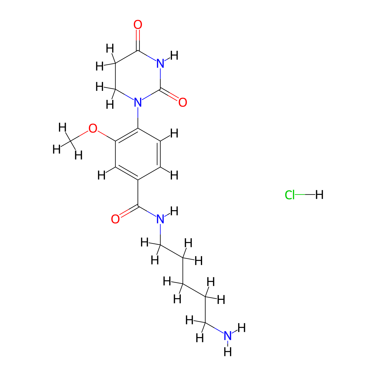 N-(5-aminopentyl)-4-(2,4-dioxo-1,3-diazinan-1-yl)-3-methoxybenzamide hydrochloride molecular structure, CAS 2731006-56-5
