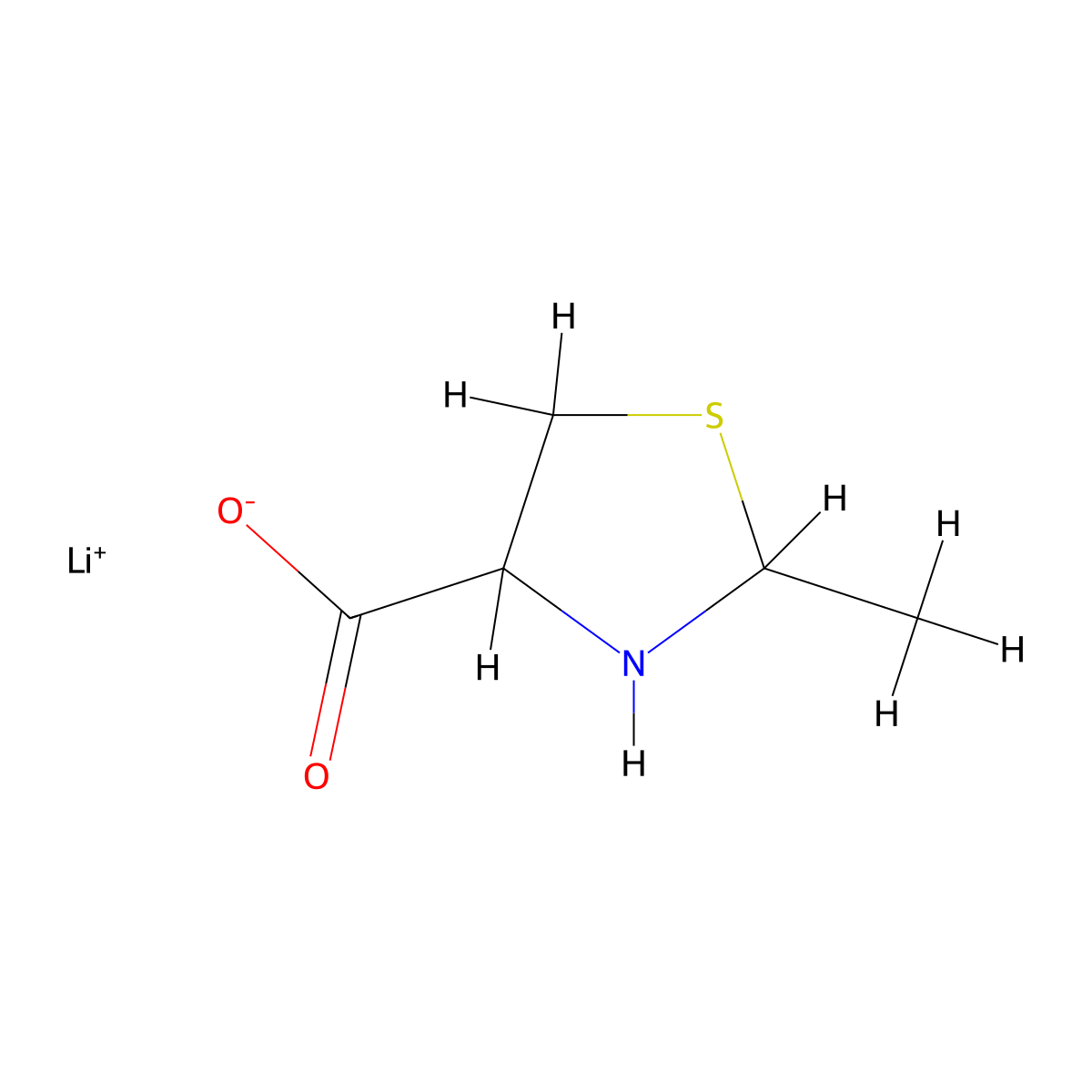 Lithium(1+) 2-methyl-1,3-thiazolidine-4-carboxylate molecular structure, CAS 2731006-74-7