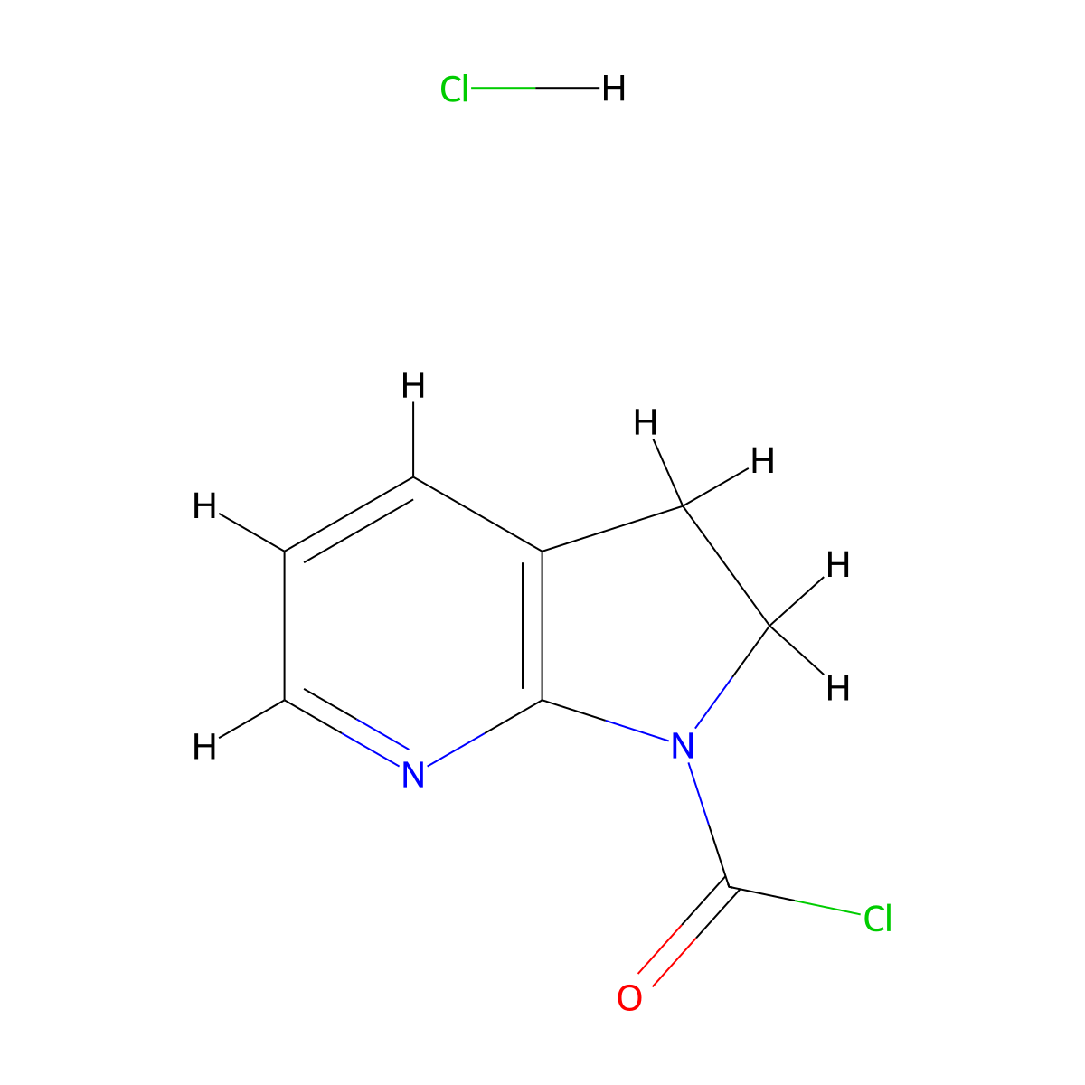 1H,2H,3H-pyrrolo[2,3-b]pyridine-1-carbonyl chloride hydrochloride molecular structure, CAS 2731006-83-8