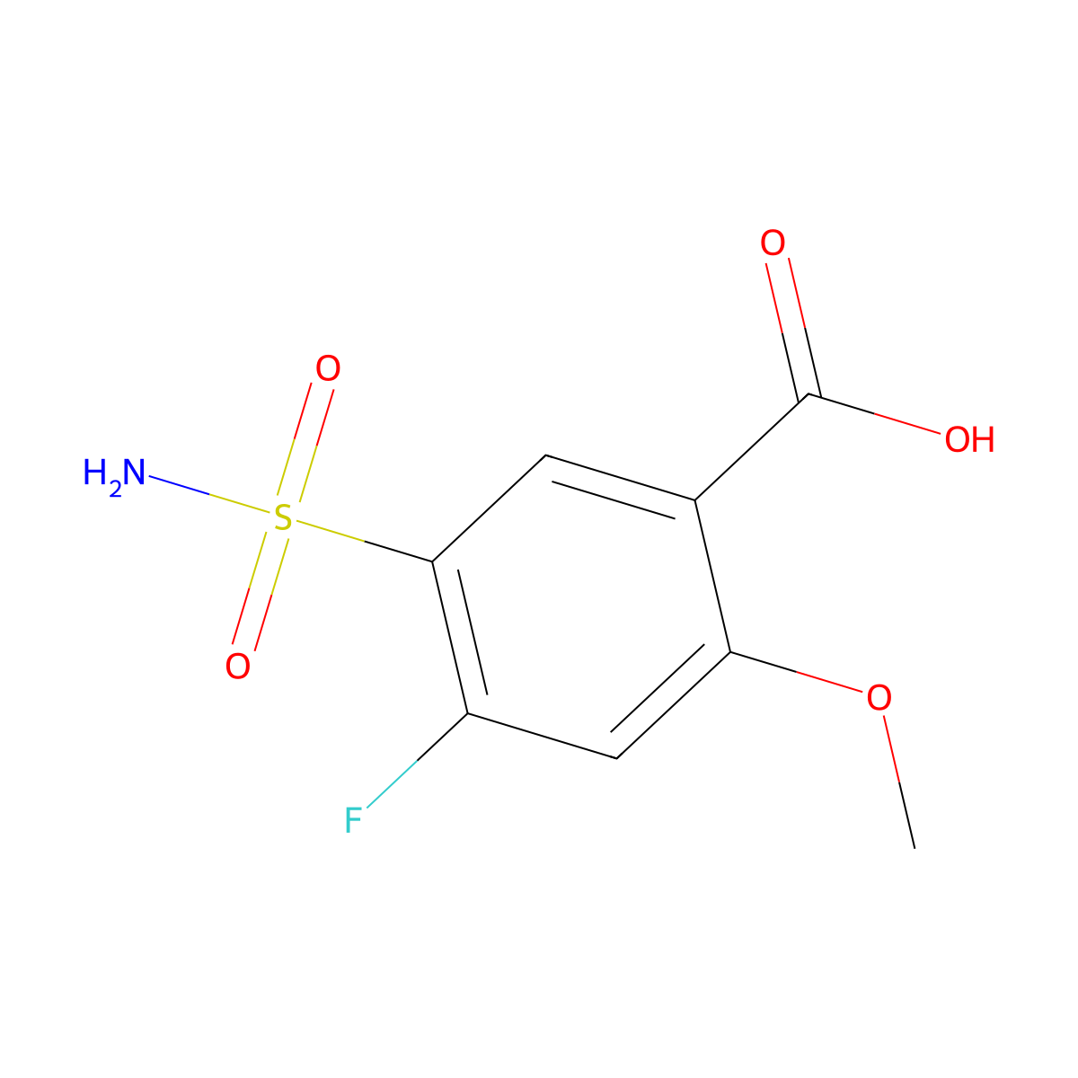 4-Fluoro-2-methoxy-5-sulfamoylbenzoicacid molecular structure, CAS 2731006-91-8