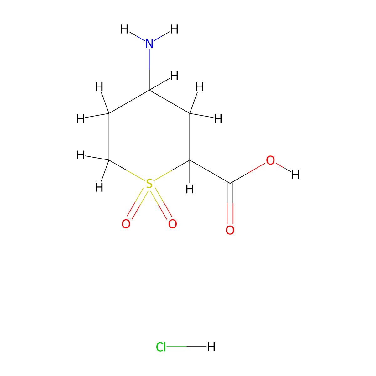 4-Amino-1,1-dioxo-1lambda6-thiane-2-carboxylic acid hydrochloride molecular structure, CAS 2731007-00-2