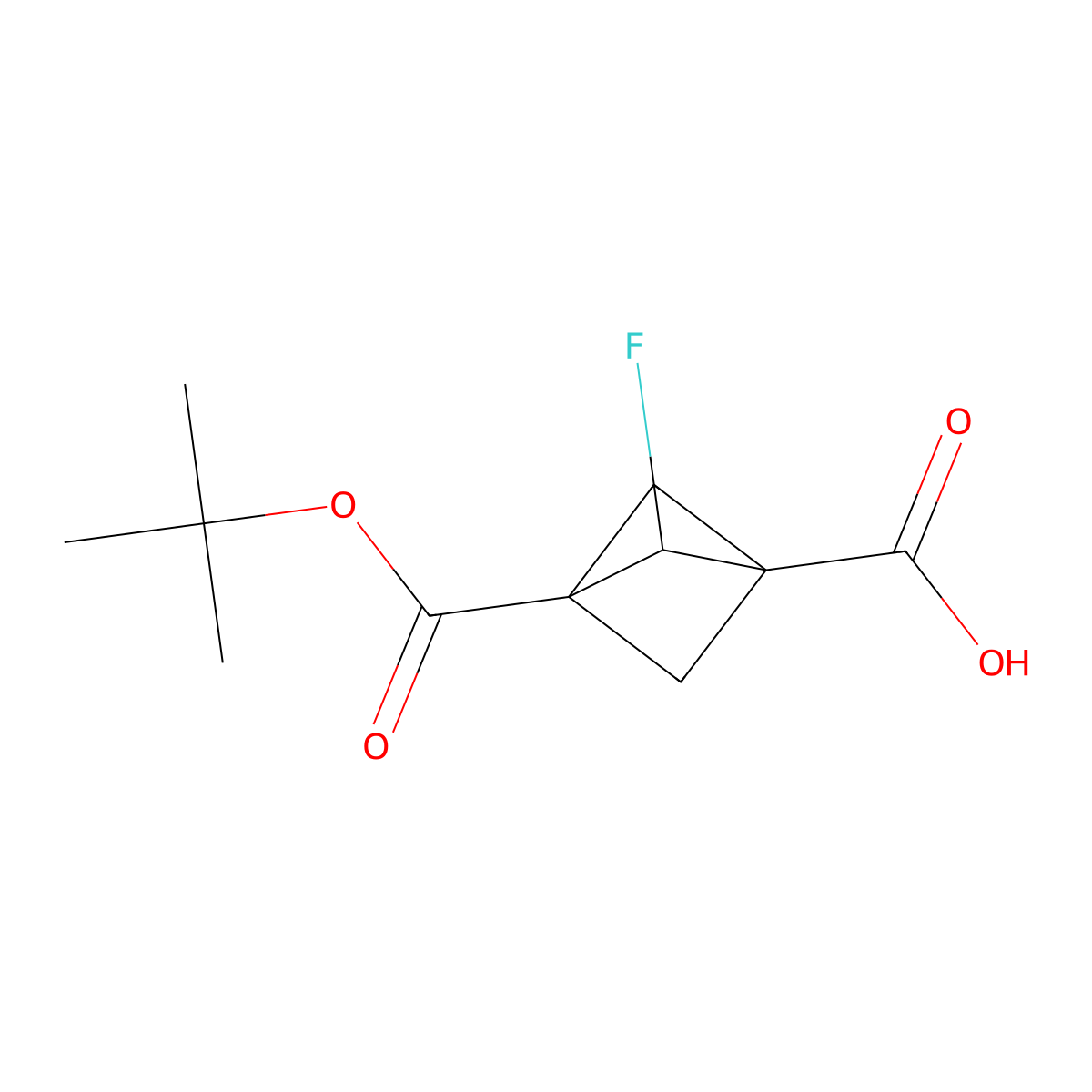 3-((Tert-butoxy)carbonyl)-2-fluorobicyclo(1.1.1)pentane-1-carboxylic acid molecular structure, CAS 2731007-03-5