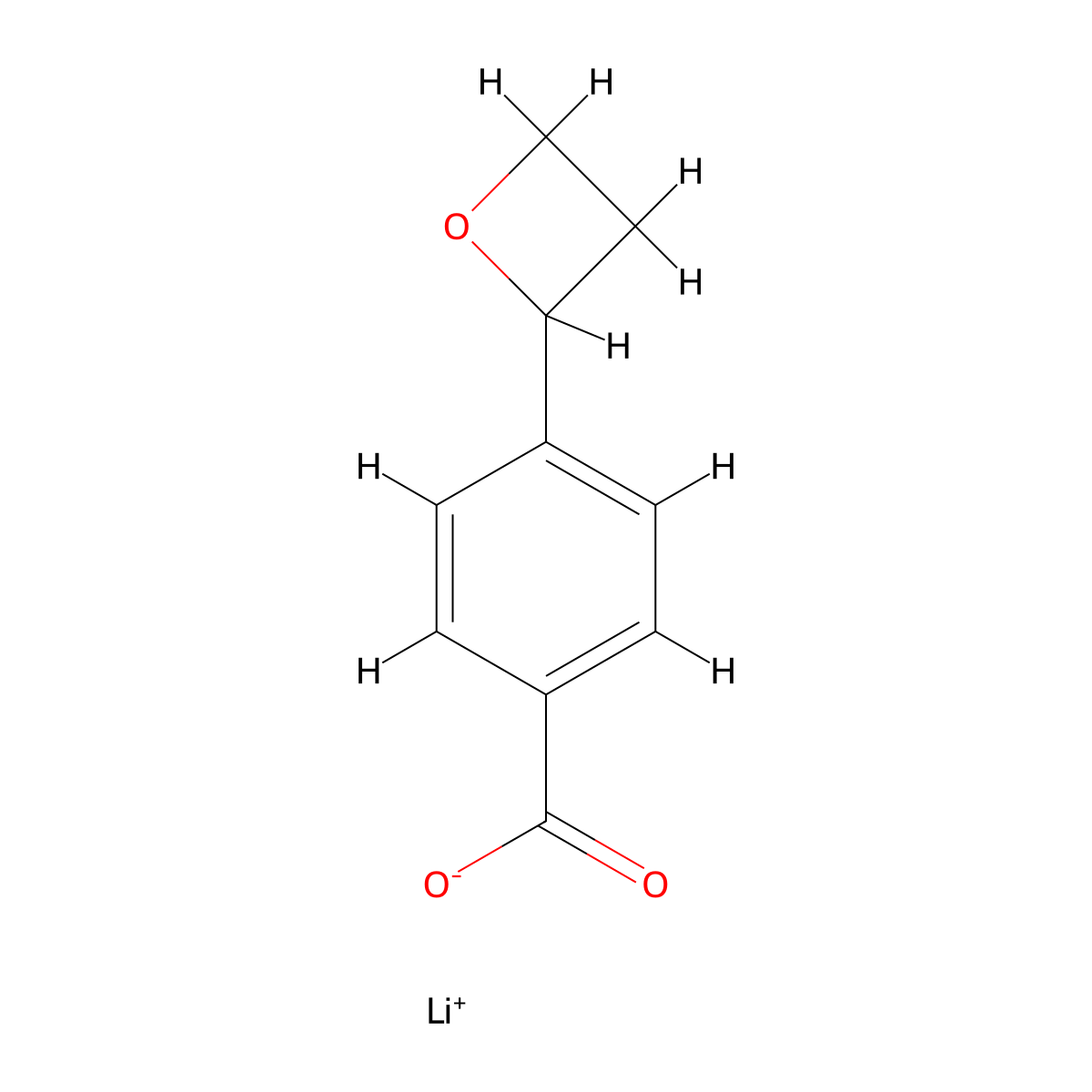 Lithium(1+) 4-(oxetan-2-yl)benzoate molecular structure, CAS 2731007-07-9