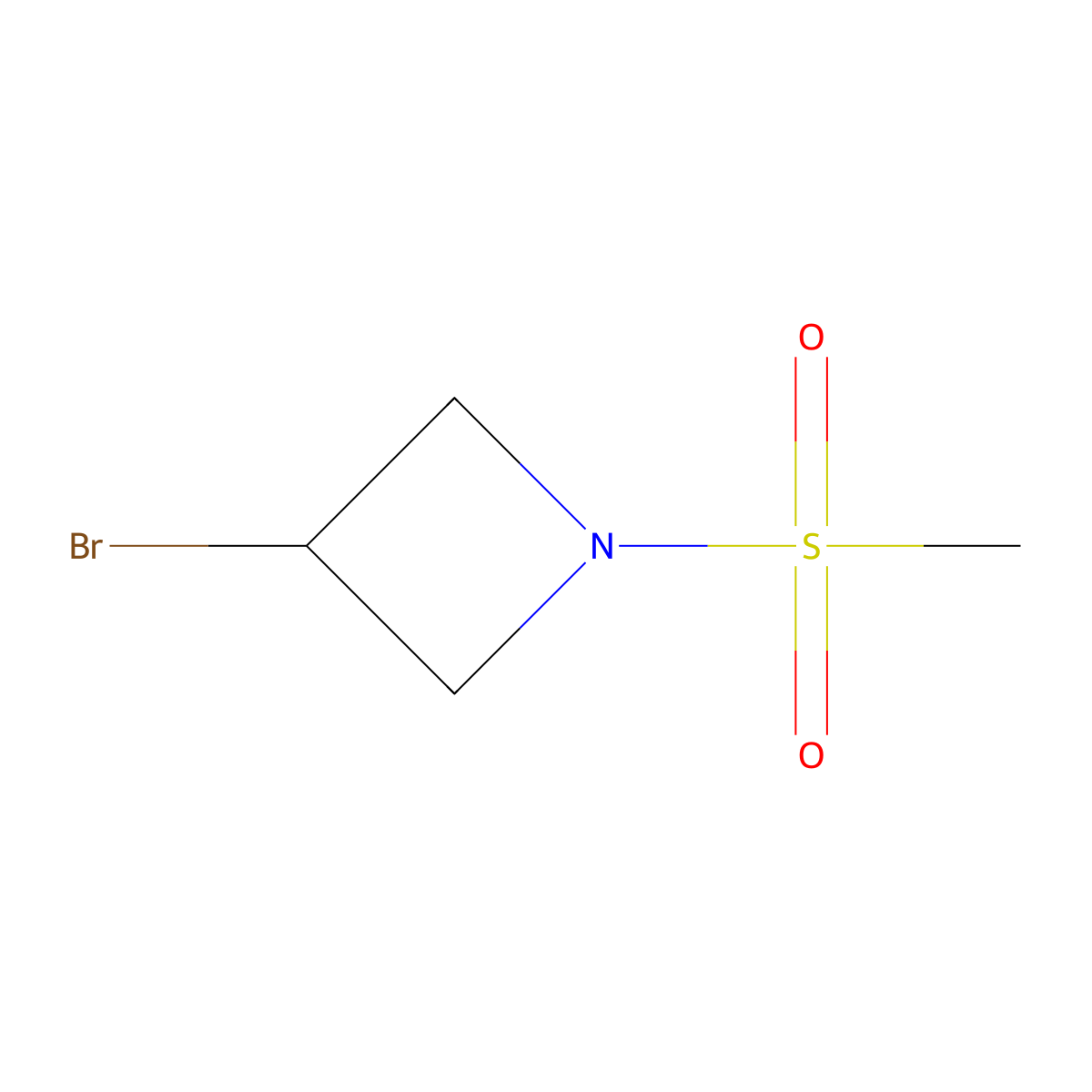 3-Bromo-1-methanesulfonylazetidine molecular structure, CAS 2731007-08-0