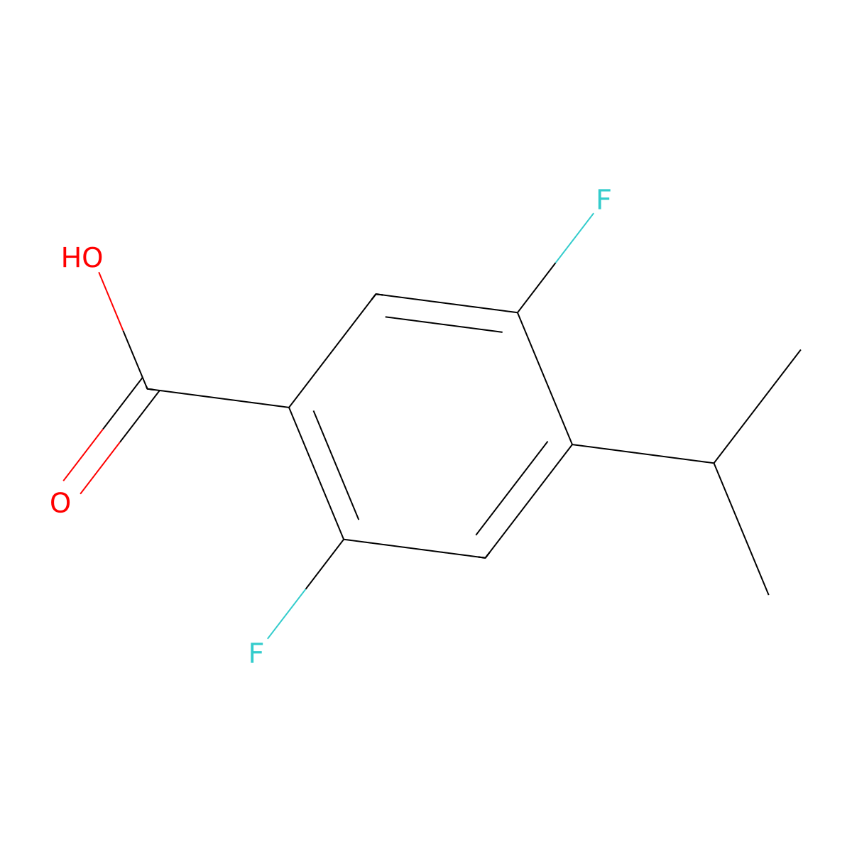 2,5-Difluoro-4-(propan-2-yl)benzoic acid molecular structure, CAS 2731007-10-4