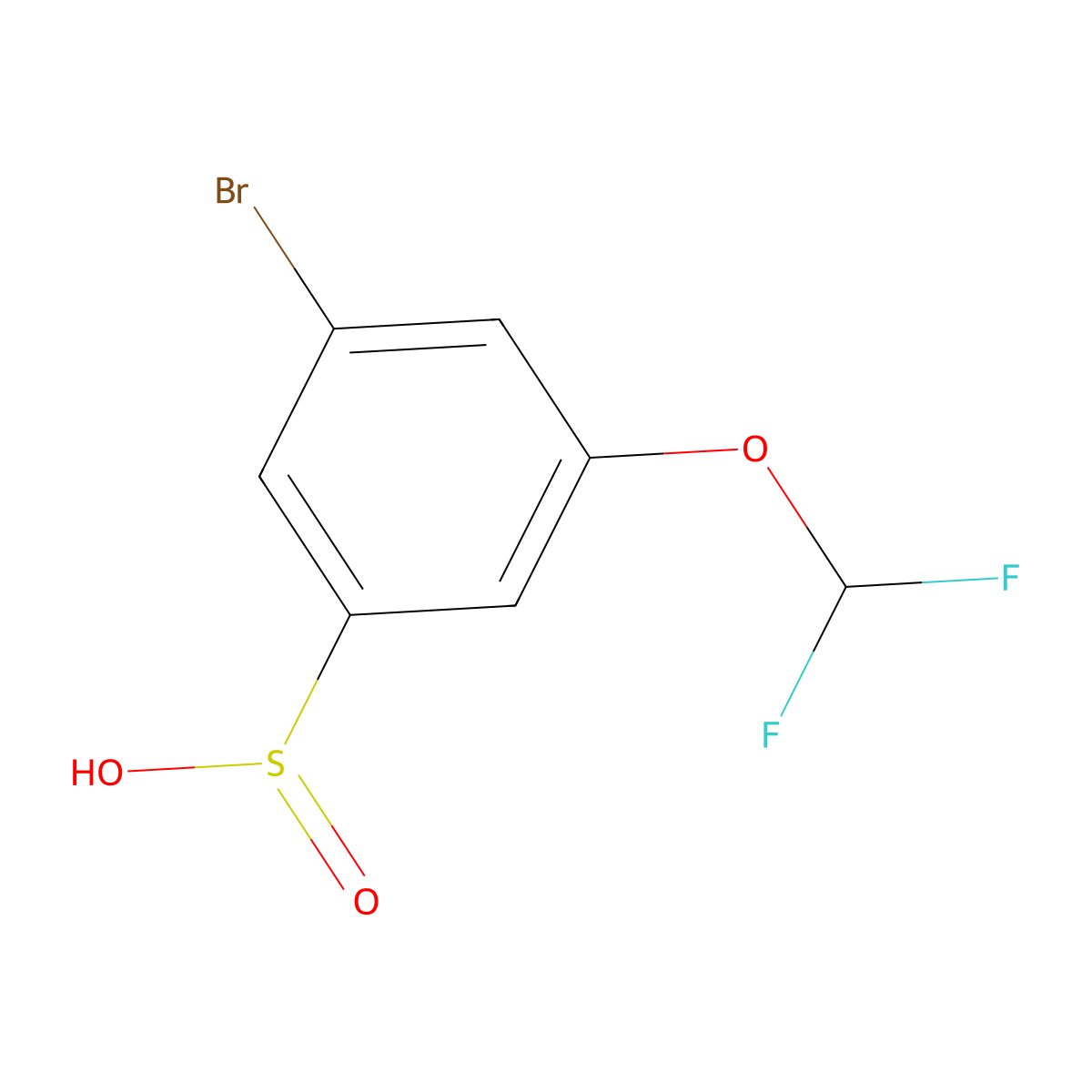 3-Bromo-5-(difluoromethoxy)benzene-1-sulfinic acid molecular structure, CAS 2731007-27-3