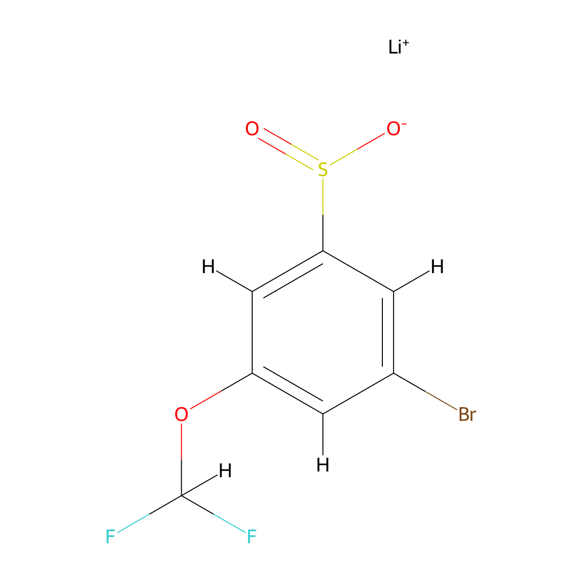 Lithium(1+) 3-bromo-5-(difluoromethoxy)benzene-1-sulfinate molecular structure, CAS 2731007-28-4