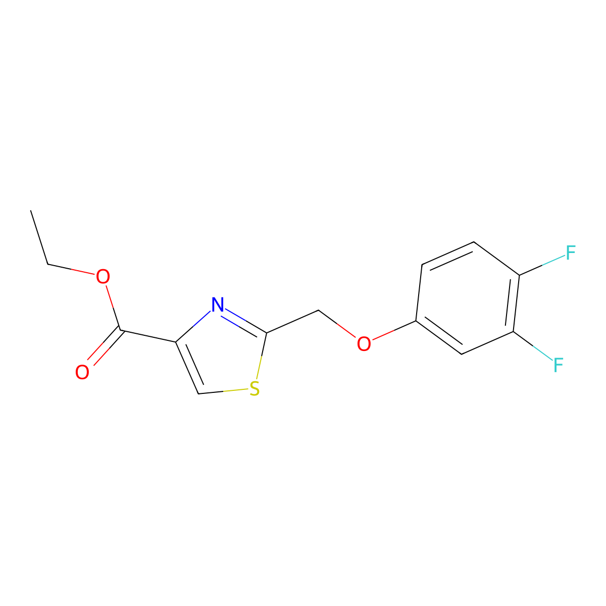 Ethyl2-[(3,4-difluorophenoxy)methyl]-1,3-thiazole-4-carboxylate molecular structure, CAS 2731007-29-5
