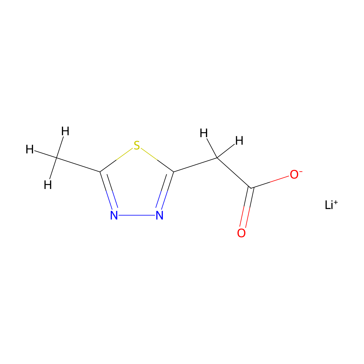 Lithium(1+) 2-(5-methyl-1,3,4-thiadiazol-2-yl)acetate molecular structure, CAS 2731007-47-7