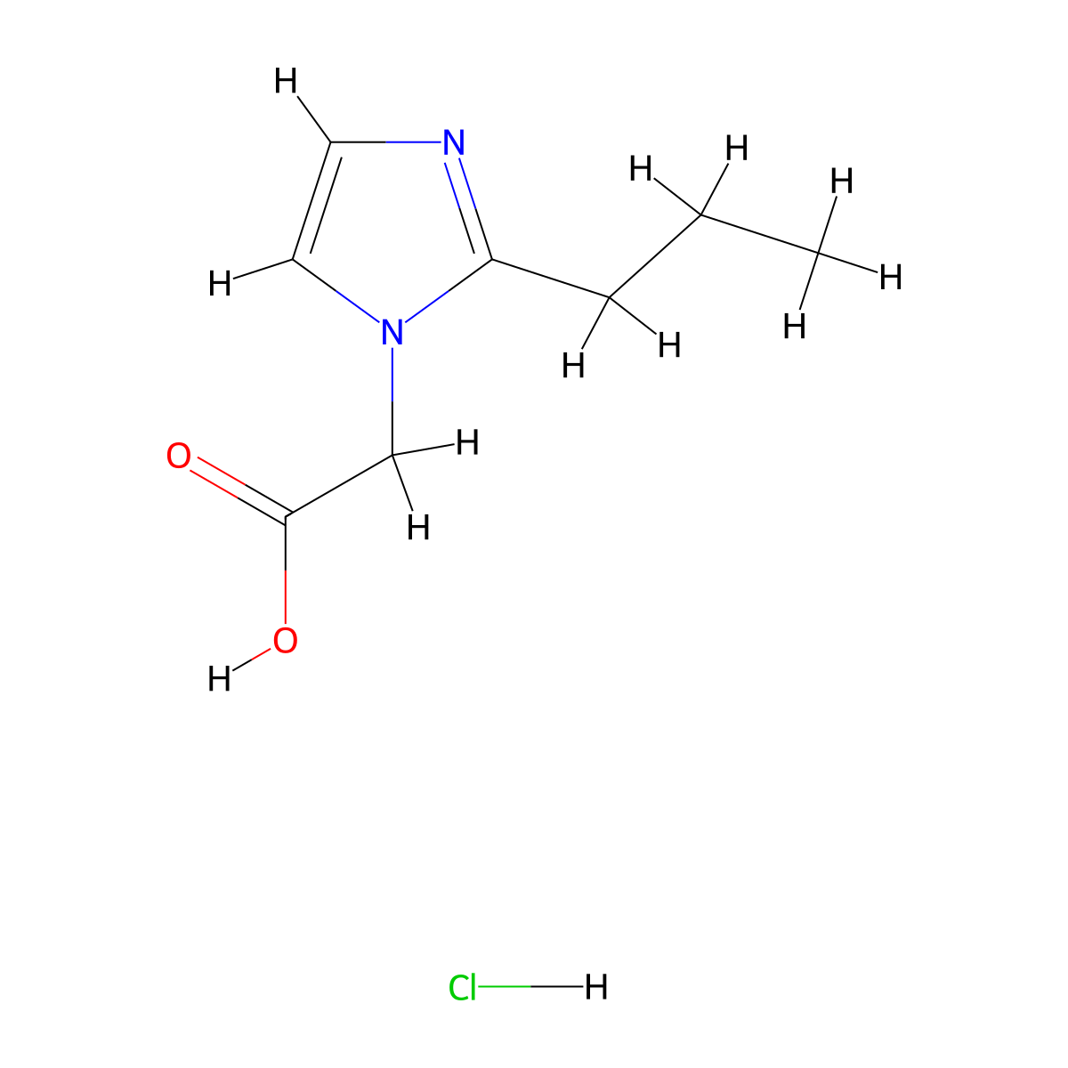 2-(2-propyl-1H-imidazol-1-yl)acetic acid hydrochloride molecular structure, CAS 2731007-51-3