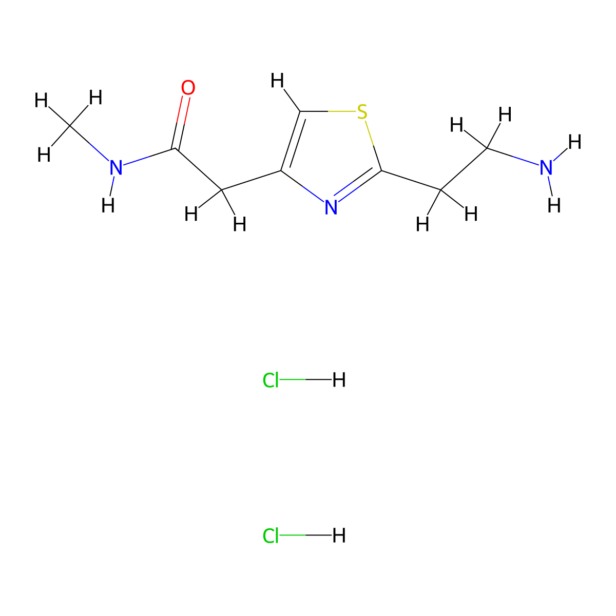 2-[2-(2-aminoethyl)-1,3-thiazol-4-yl]-N-methylacetamide dihydrochloride molecular structure, CAS 2731007-52-4