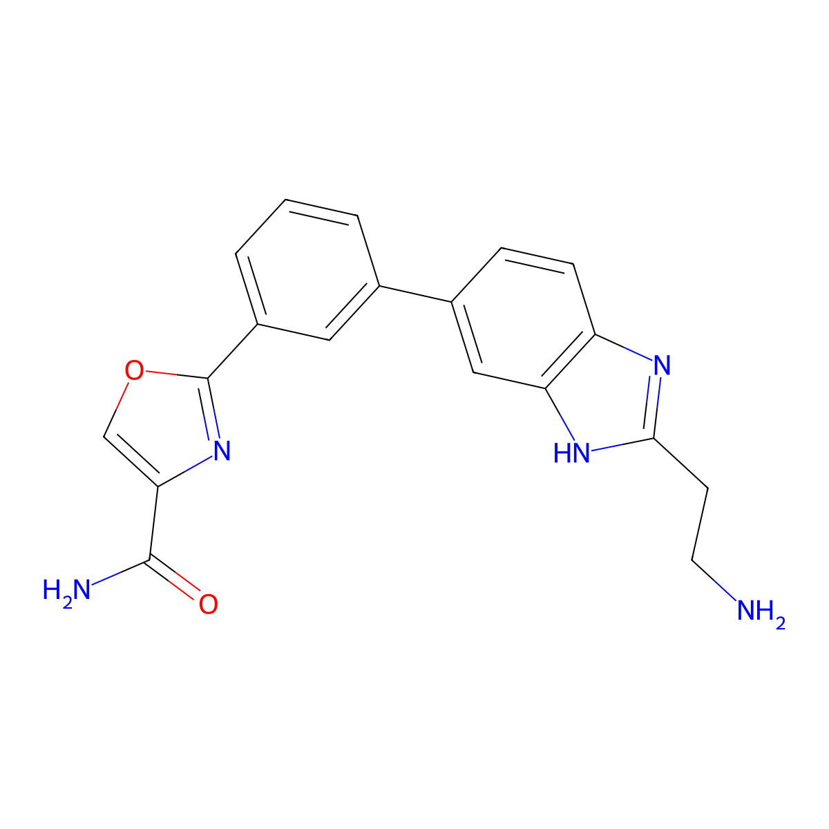 2-{3-[2-(2-aminoethyl)-1H-1,3-benzodiazol-5-yl]phenyl}-1,3-oxazole-4-carboxamide molecular structure, CAS 2731007-60-4