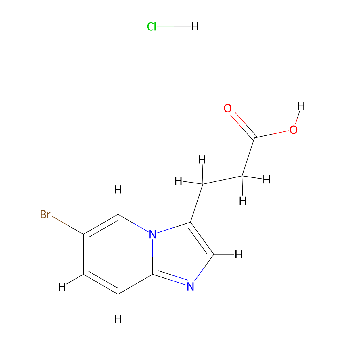3-{6-Bromoimidazo[1,2-a]pyridin-3-yl}propanoicacidhydrochloride molecular structure, CAS 2731007-68-2