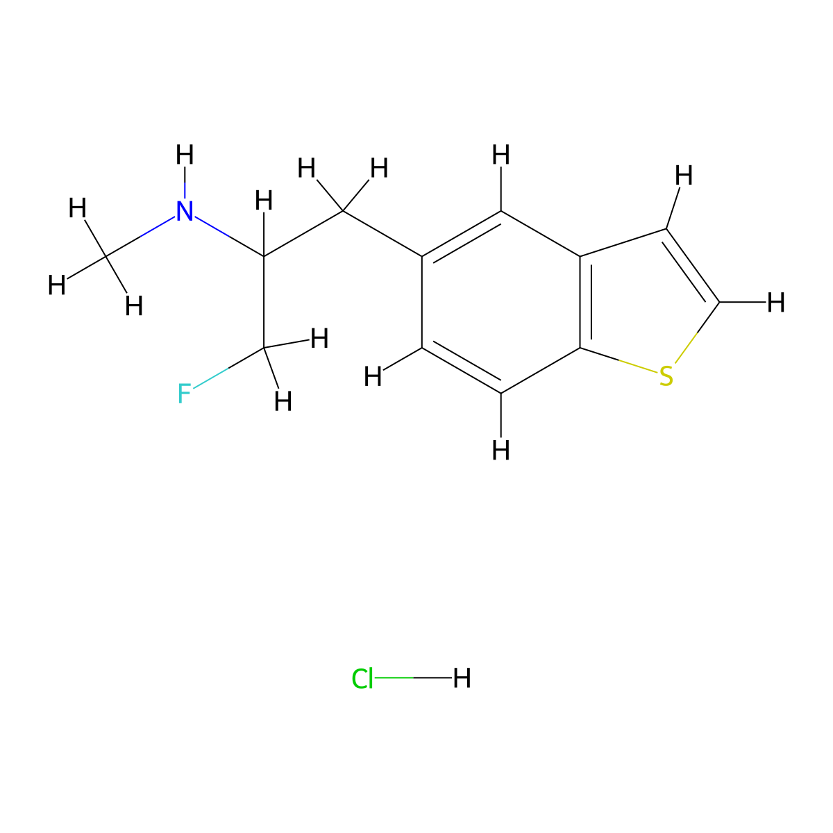 [1-(1-Benzothiophen-5-yl)-3-fluoropropan-2-yl](methyl)aminehydrochloride molecular structure, CAS 2731007-70-6