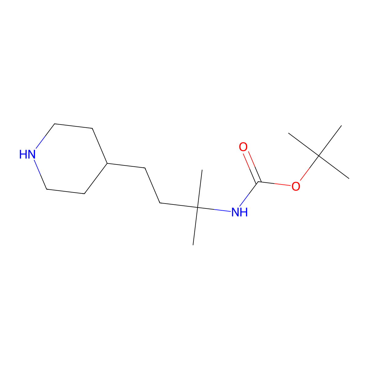 tert-butyl N-[2-methyl-4-(piperidin-4-yl)butan-2-yl]carbamate molecular structure, CAS 2731007-79-5