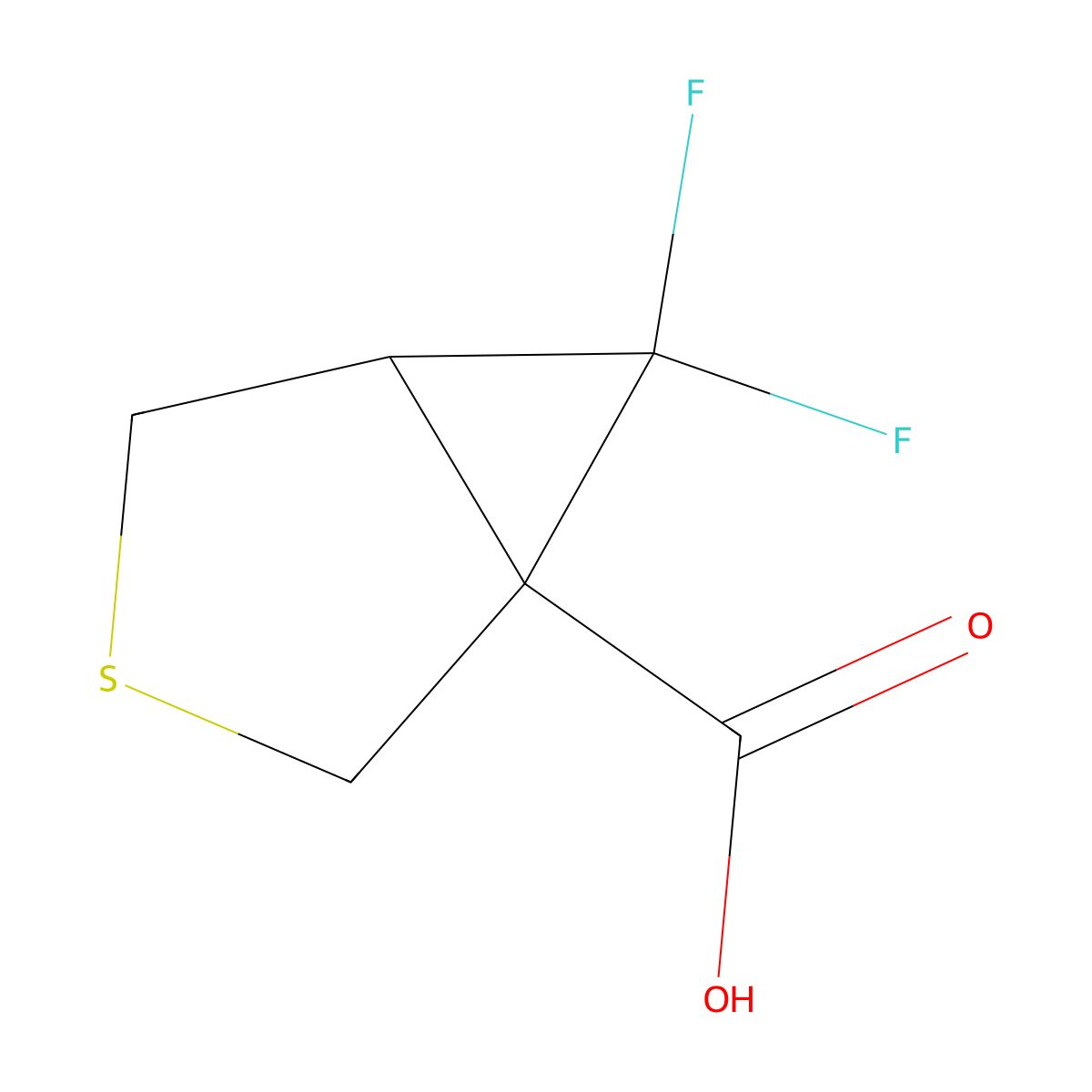 6,6-Difluoro-3-thiabicyclo[3.1.0]hexane-1-carboxylic acid molecular structure, CAS 2731007-83-1