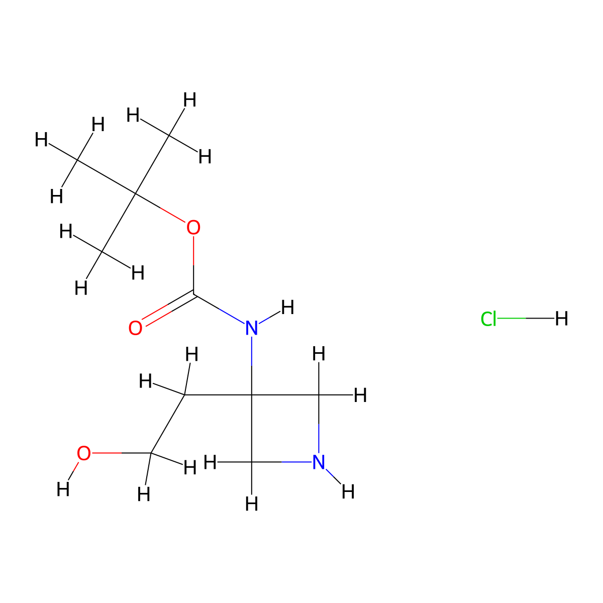 tert-butyl N-[3-(2-hydroxyethyl)azetidin-3-yl]carbamate hydrochloride molecular structure, CAS 2731007-88-6