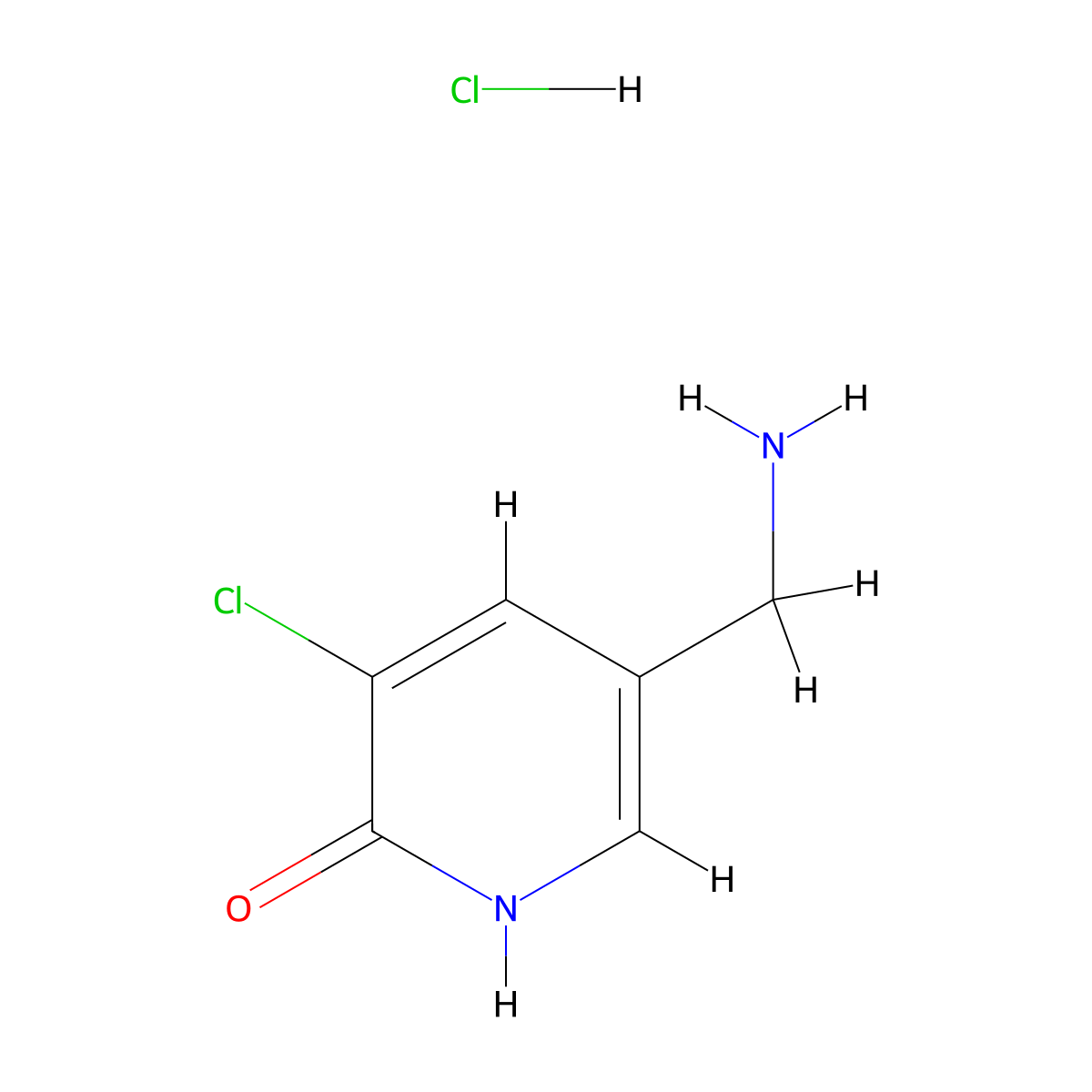 5-(Aminomethyl)-3-chloro-1,2-dihydropyridin-2-one hydrochloride molecular structure, CAS 2731007-90-0
