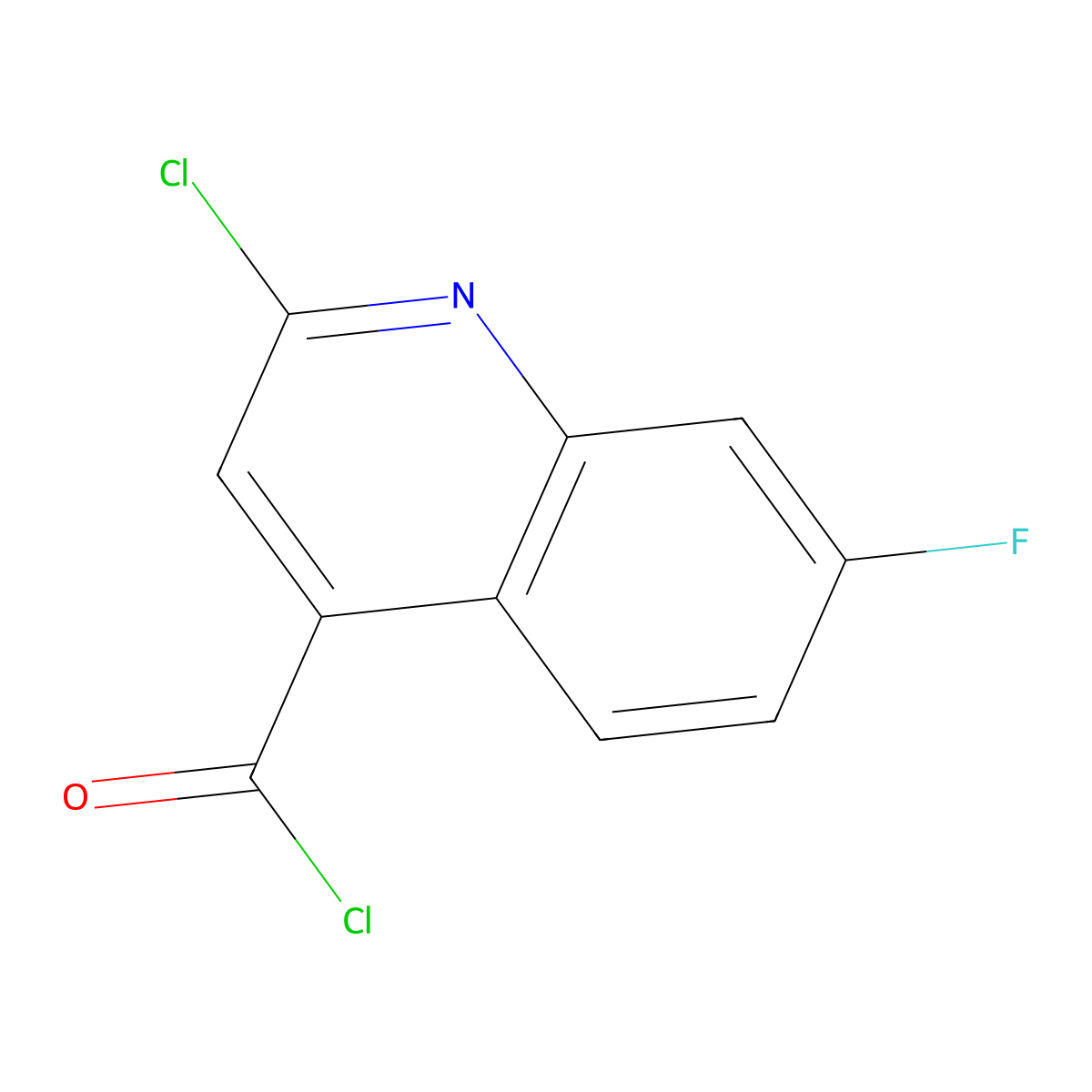 2-Chloro-7-fluoroquinoline-4-carbonylchloride molecular structure, CAS 2731007-96-6