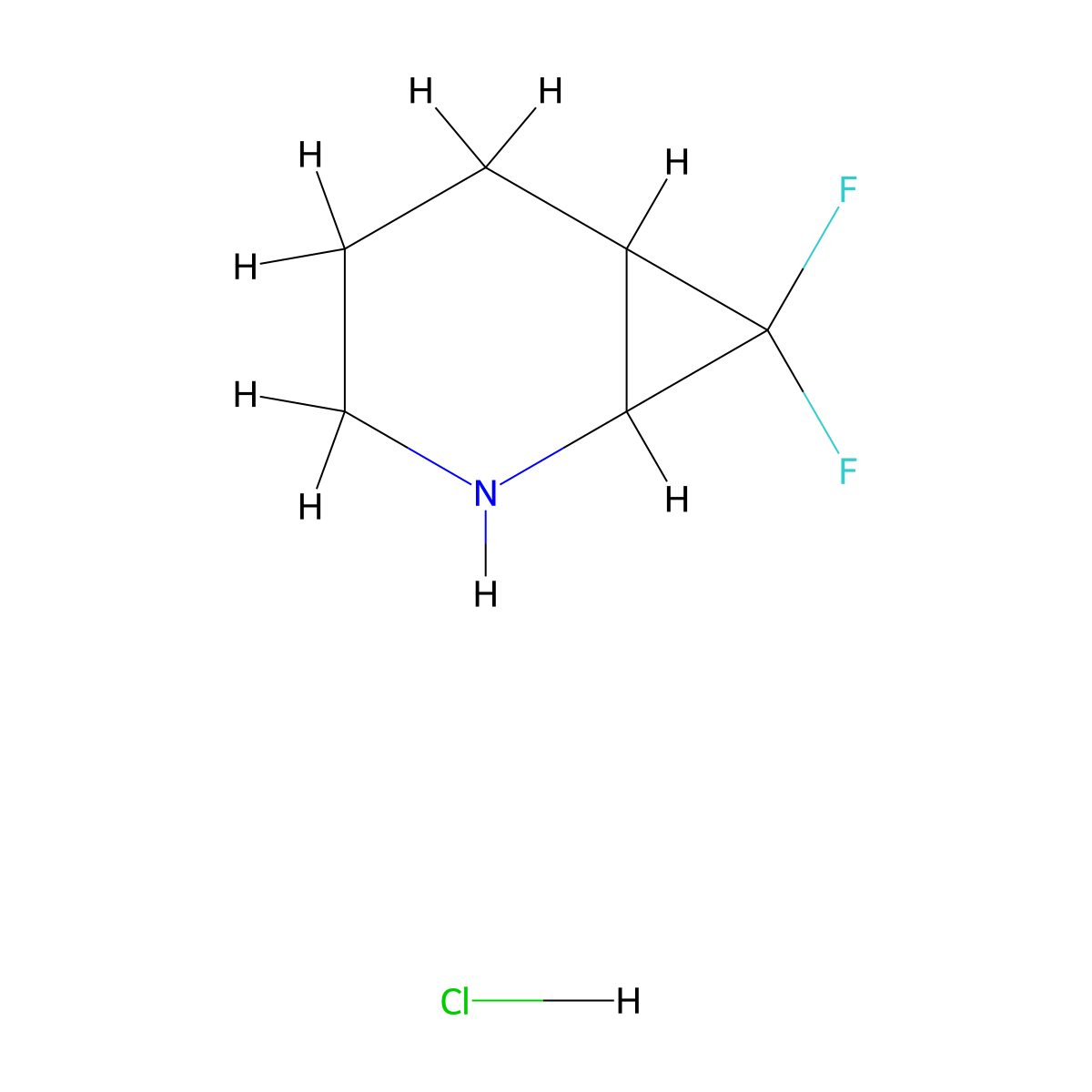 7,7-Difluoro-2-azabicyclo[4.1.0]heptane hydrochloride molecular structure, CAS 2731007-98-8