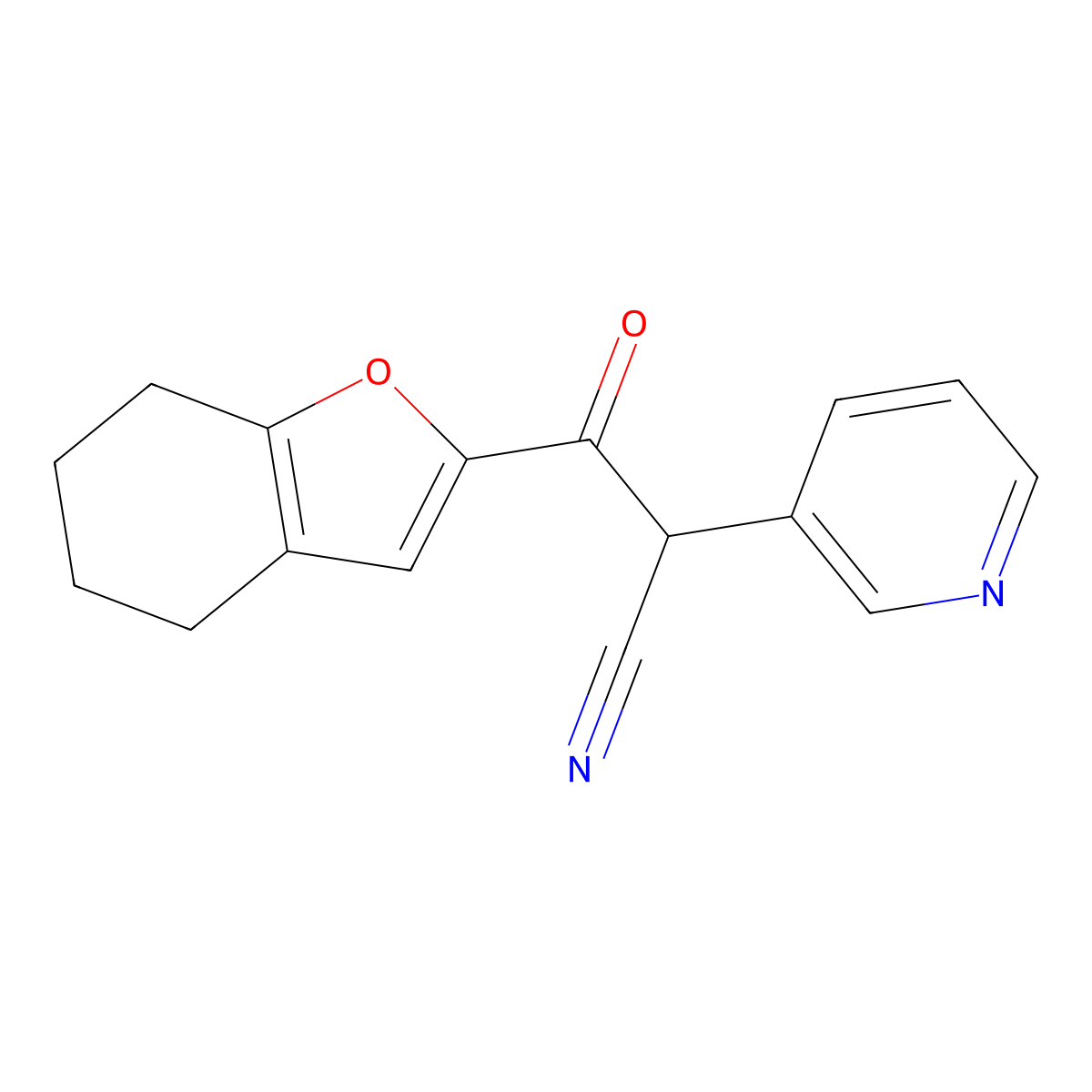 3-Oxo-2-(pyridin-3-yl)-3-(4,5,6,7-tetrahydro-1-benzofuran-2-yl)propanenitrile molecular structure, CAS 2731008-14-1
