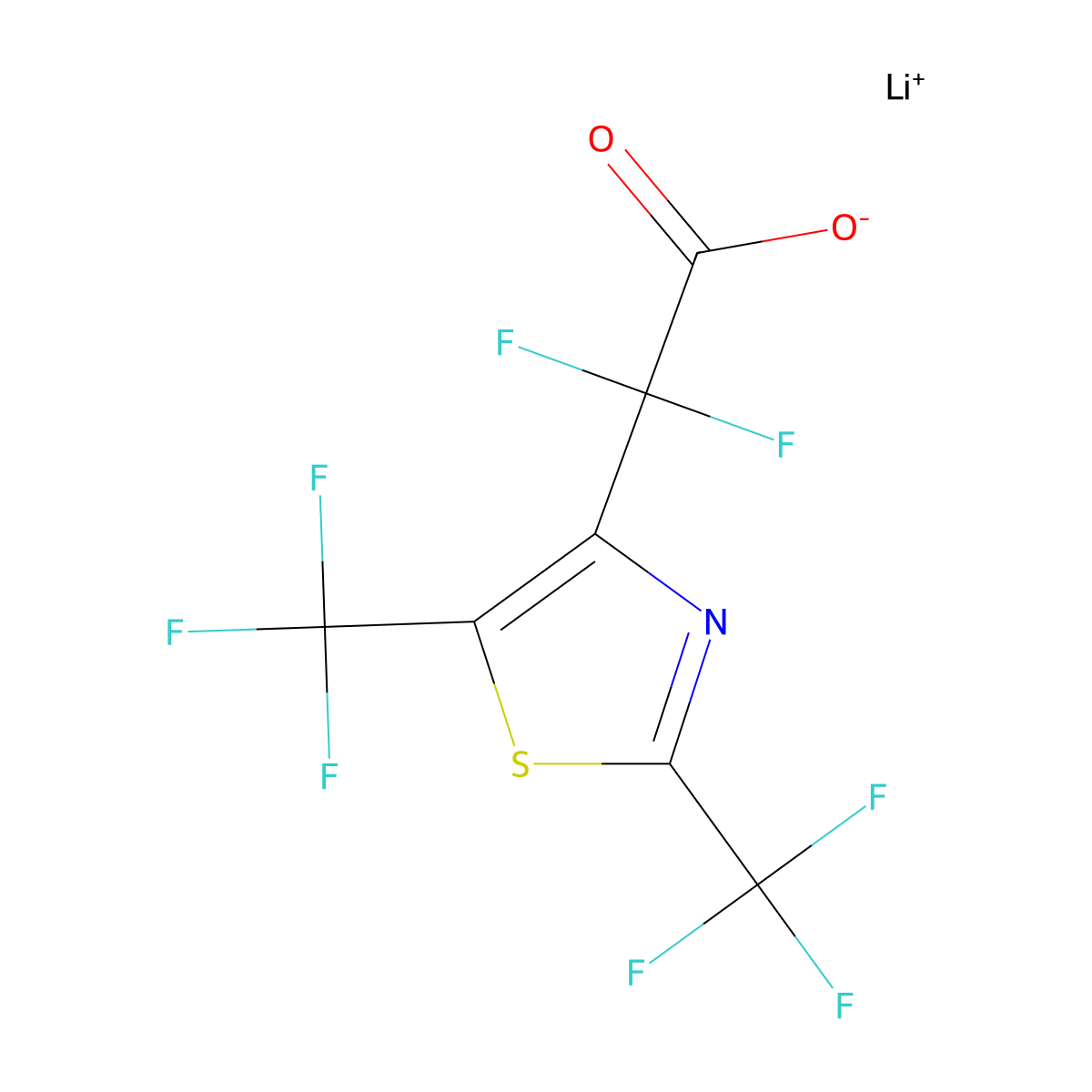 Lithium(1+)2-[2,5-bis(trifluoromethyl)-1,3-thiazol-4-yl]-2,2-difluoroacetate molecular structure, CAS 2731008-16-3