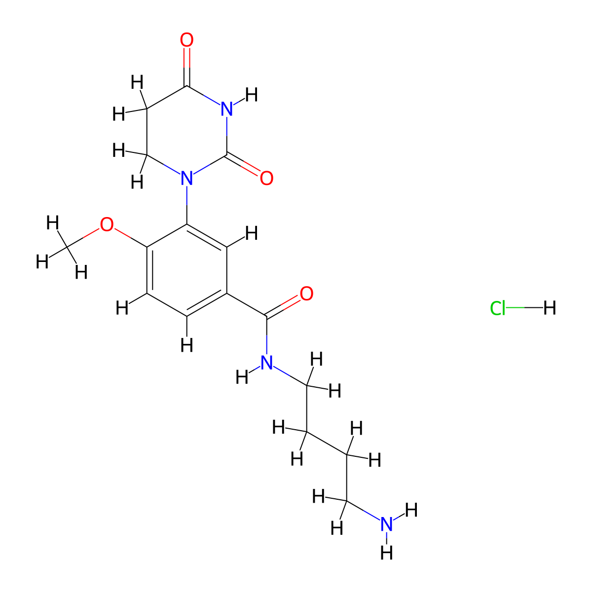 N-(4-aminobutyl)-3-(2,4-dioxo-1,3-diazinan-1-yl)-4-methoxybenzamidehydrochloride molecular structure, CAS 2731008-22-1
