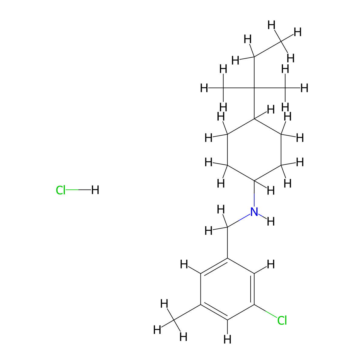 N-[(3-chloro-5-methylphenyl)methyl]-4-(2-methylbutan-2-yl)cyclohexan-1-amine hydrochloride molecular structure, CAS 2731008-25-4