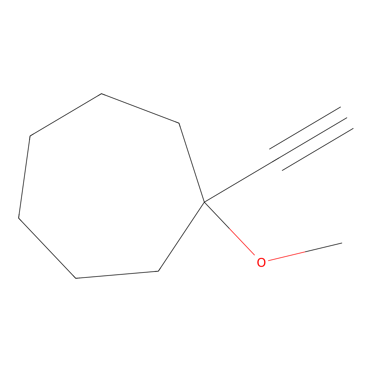 1-Ethynyl-1-methoxycycloheptane molecular structure, CAS 2731008-32-3