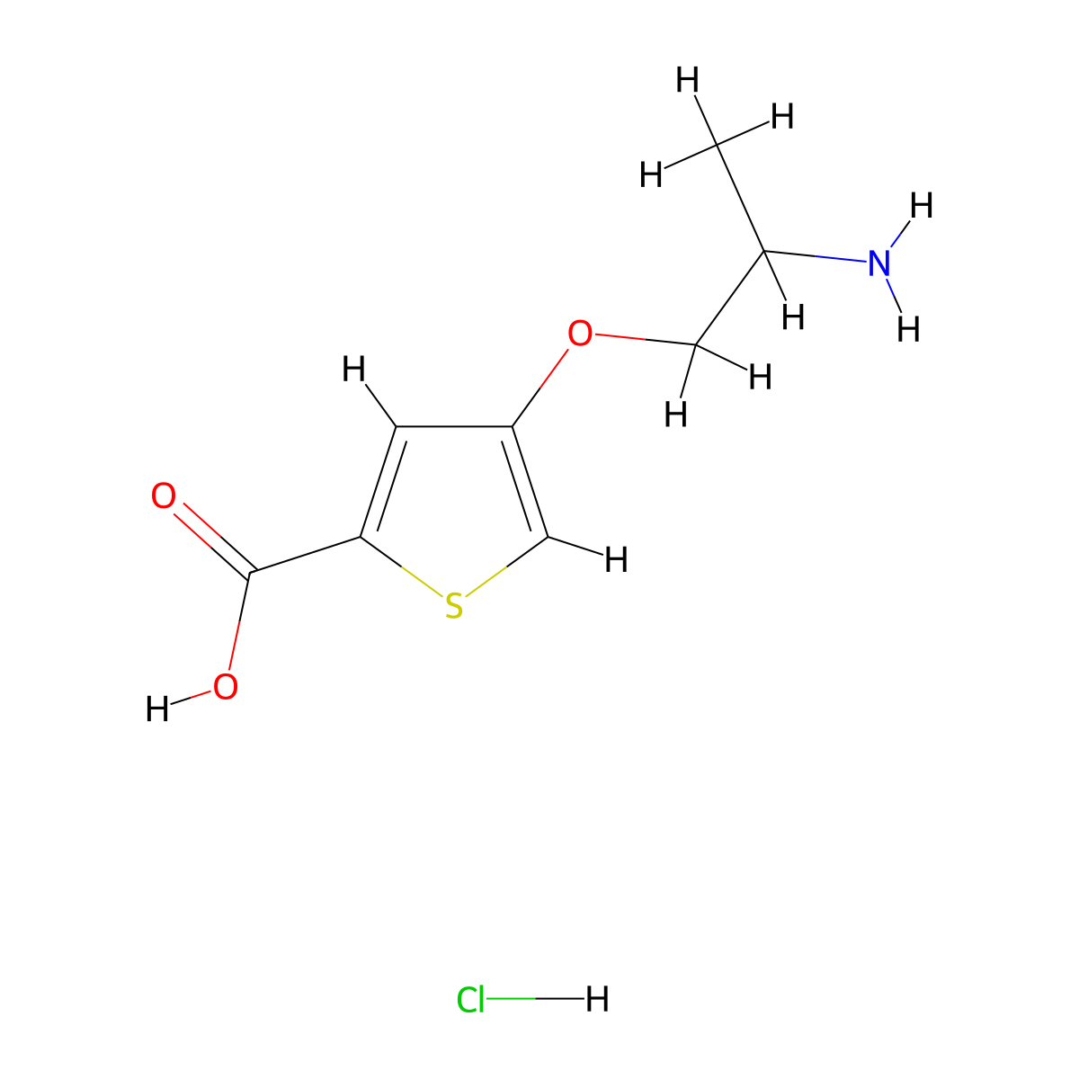 4-(2-Aminopropoxy)thiophene-2-carboxylicacidhydrochloride molecular structure, CAS 2731008-35-6