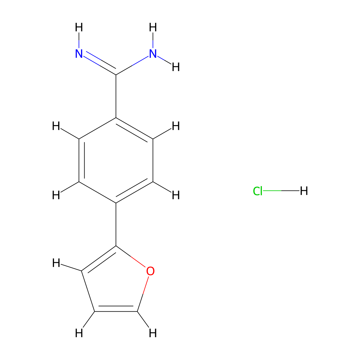 4-(Furan-2-yl)benzene-1-carboximidamide hydrochloride molecular structure, CAS 2731008-43-6