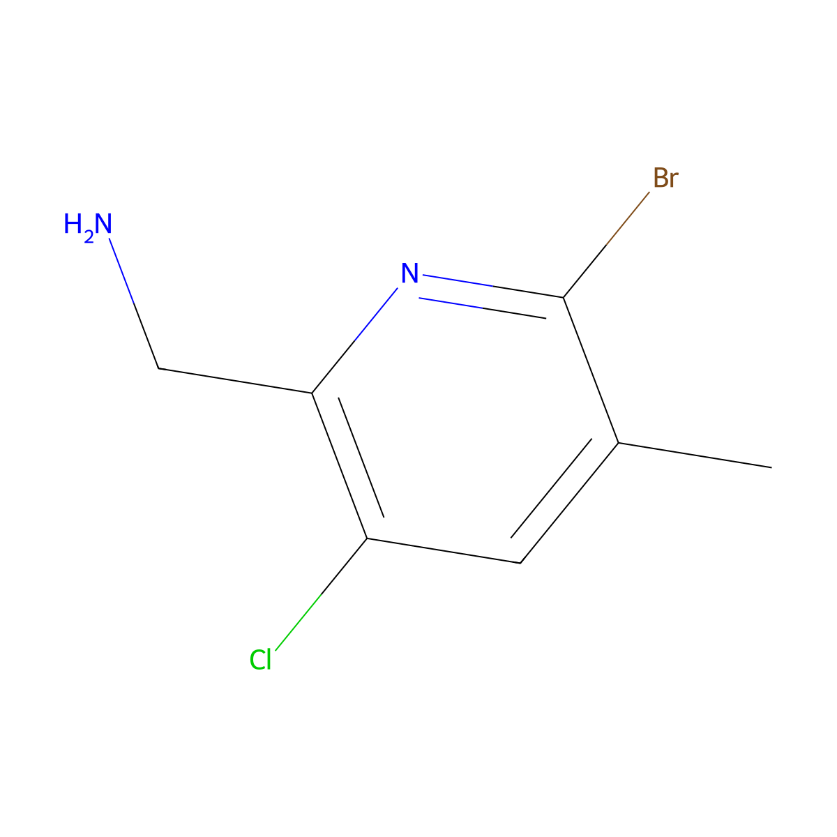 1-(6-Bromo-3-chloro-5-methylpyridin-2-yl)methanamine molecular structure, CAS 2731008-56-1