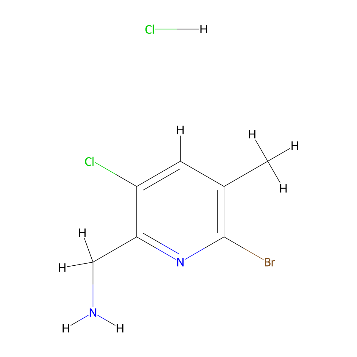 1-(6-Bromo-3-chloro-5-methylpyridin-2-yl)methanamine hydrochloride molecular structure, CAS 2731008-57-2