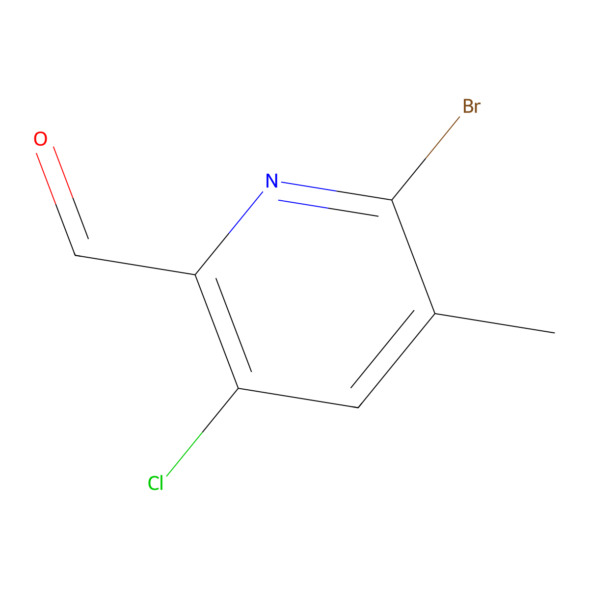 6-Bromo-3-chloro-5-methylpyridine-2-carbaldehyde molecular structure, CAS 2731008-61-8