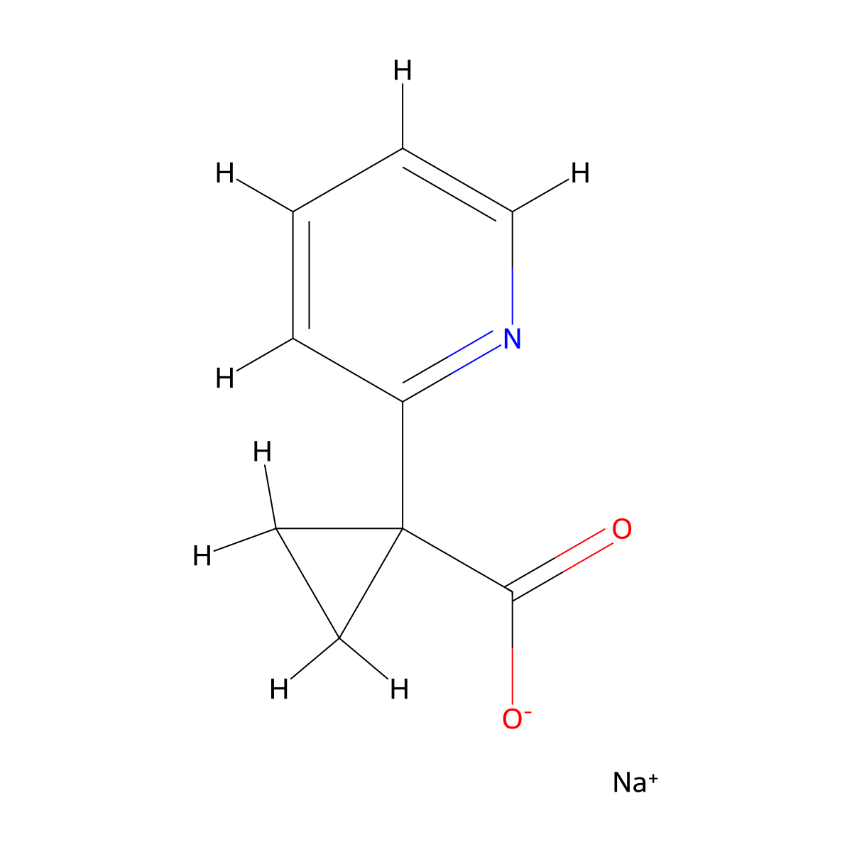 Sodium 1-(pyridin-2-yl)cyclopropane-1-carboxylate molecular structure, CAS 2731008-62-9