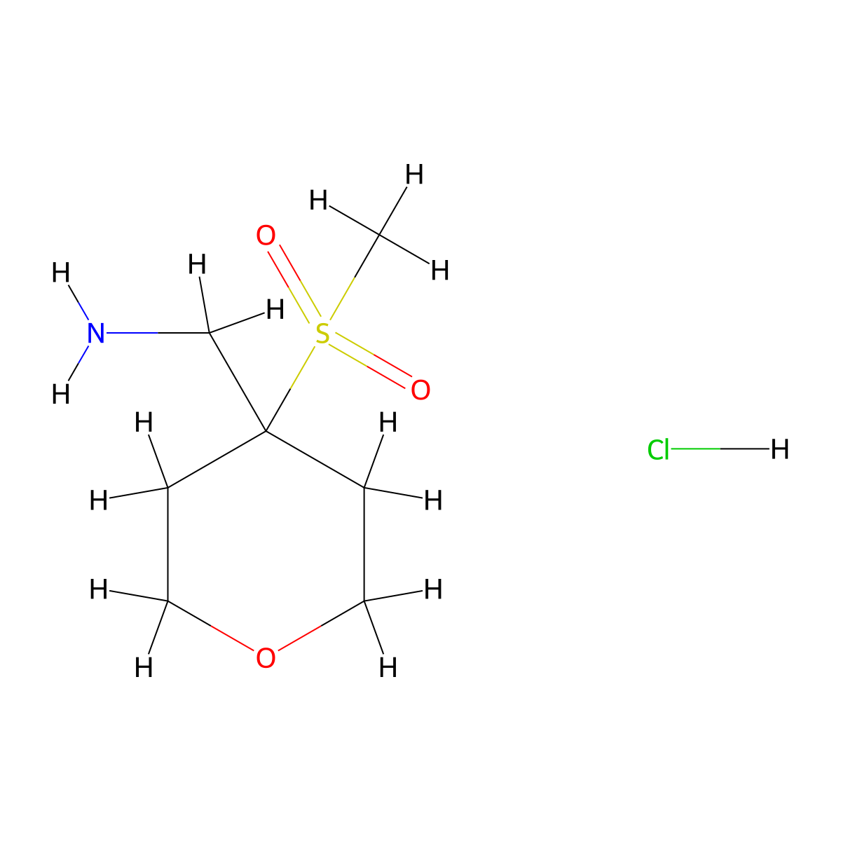 1-(4-Methanesulfonyloxan-4-yl)methanaminehydrochloride molecular structure, CAS 2731008-63-0