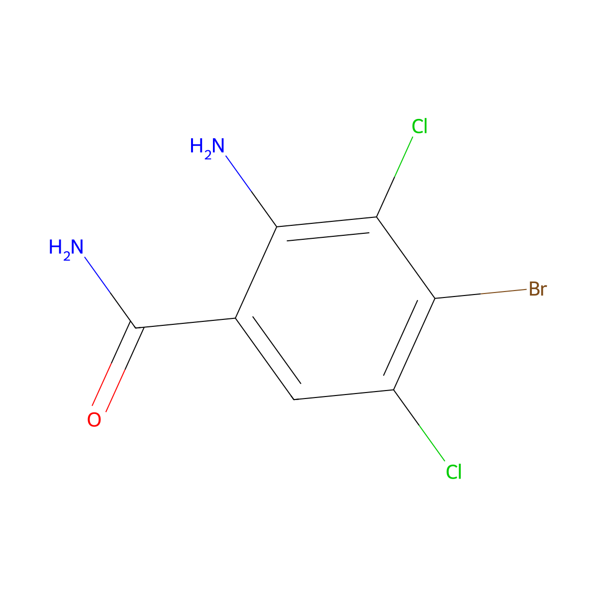 2-Amino-4-bromo-3,5-dichlorobenzamide molecular structure, CAS 2731008-65-2