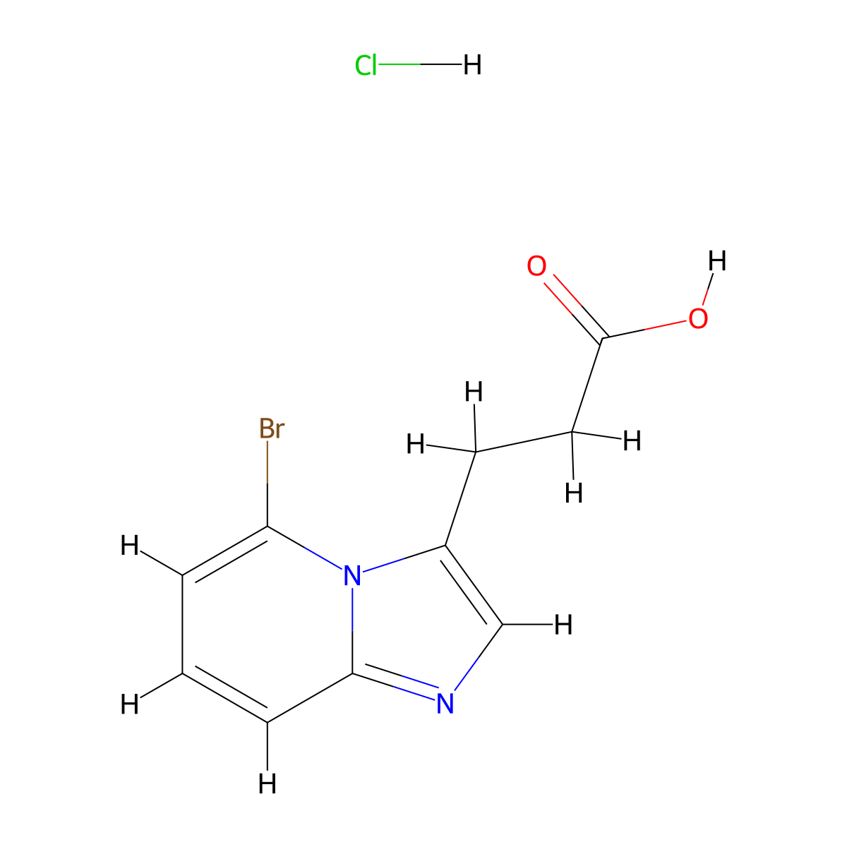 3-{5-Bromoimidazo[1,2-a]pyridin-3-yl}propanoicacidhydrochloride molecular structure, CAS 2731008-66-3