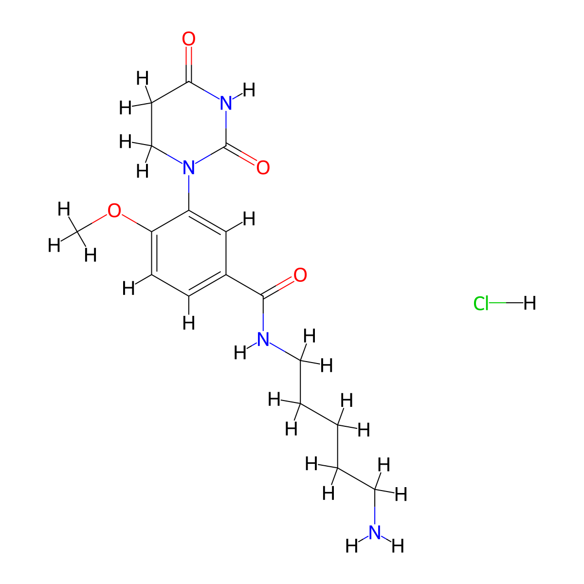 N-(5-aminopentyl)-3-(2,4-dioxo-1,3-diazinan-1-yl)-4-methoxybenzamidehydrochloride molecular structure, CAS 2731008-71-0