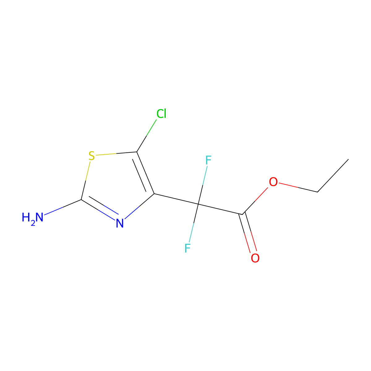 Ethyl 2-(2-amino-5-chloro-1,3-thiazol-4-yl)-2,2-difluoroacetate molecular structure, CAS 2731008-76-5